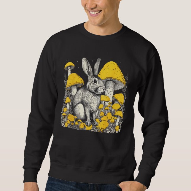 Colorful Illustrations Rabbit With Mushrooms Sweatshirt (Vorderseite)