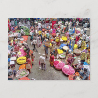 Colorful Indian Flower Market in Bangalore India Postkarte