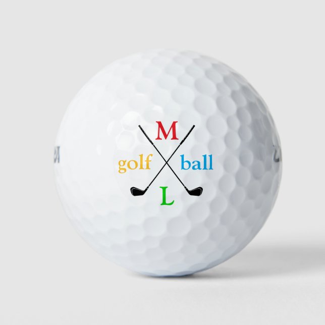 Colorful Initial Letters Monogram Golfball (Vorderseite)
