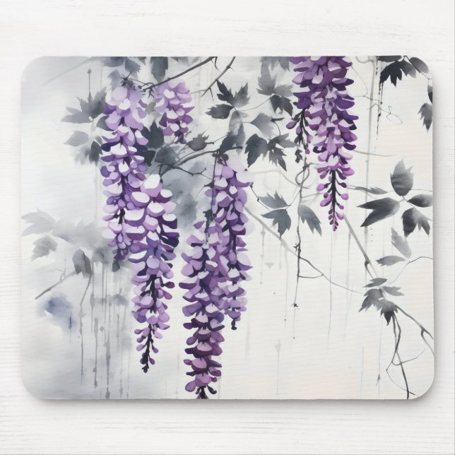 Colorful Ink Painting Wisteria Mousepad (Vorne)