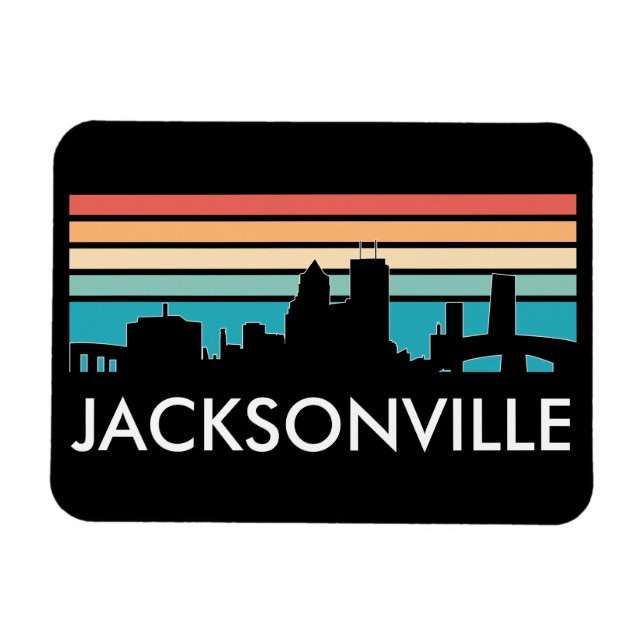 Colorful Jacksonville Florida Retro Sunset Skyline Magnet (Horizontal)