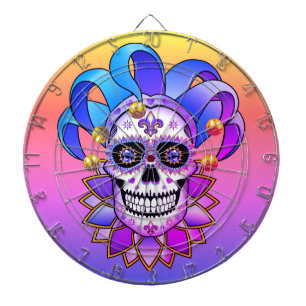 Colorful Jester Skull Dartscheibe