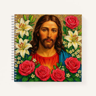 Colorful Jesus Floral Notebook. Notizbuch