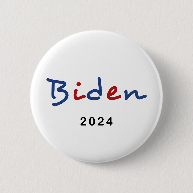Colorful Joe Biden 2024 Skripttext Button (Vorderseite)