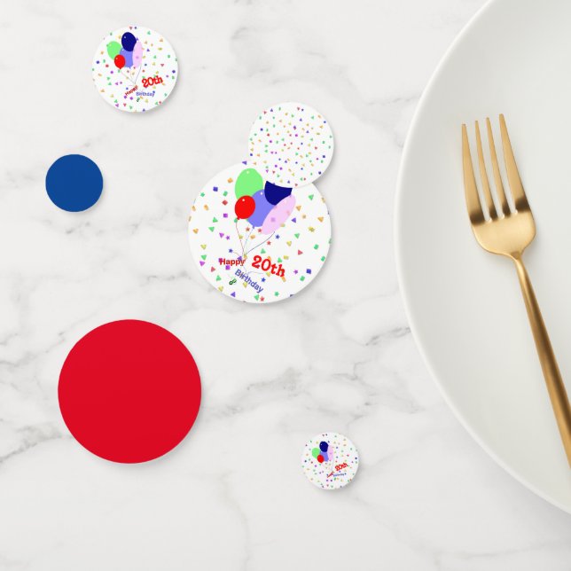 Colorful Joyeux 20e Anniversaire Balloons Confetti (Groupe)