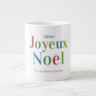 Colorful Joyeux Weihnachten Französisch Weihnachte Jumbo-Tasse