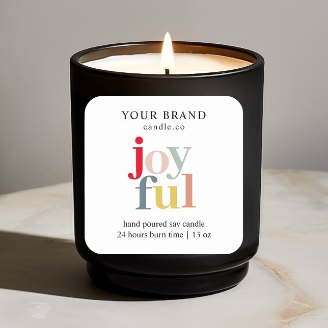 "Colorful ‘Joyful Festive Holiday Candle Quadratischer Aufkleber (Von Creator hochgeladen)