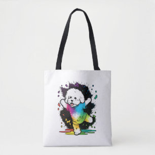 Colorful Kawaii Dancing Bichon Tasche