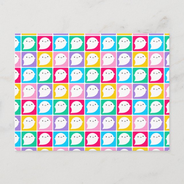 Colorful Kawaii Little Ghosts Postkarte (Vorderseite)