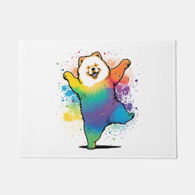 Colorful Kawaii Tanzen Chow Chow Fußmatte (Vorderseite)