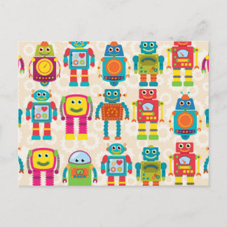 Colorful Kids Robot Postkarte