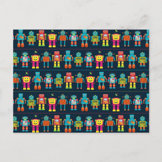 Colorful Kids Robot Postkarte (Vorderseite)