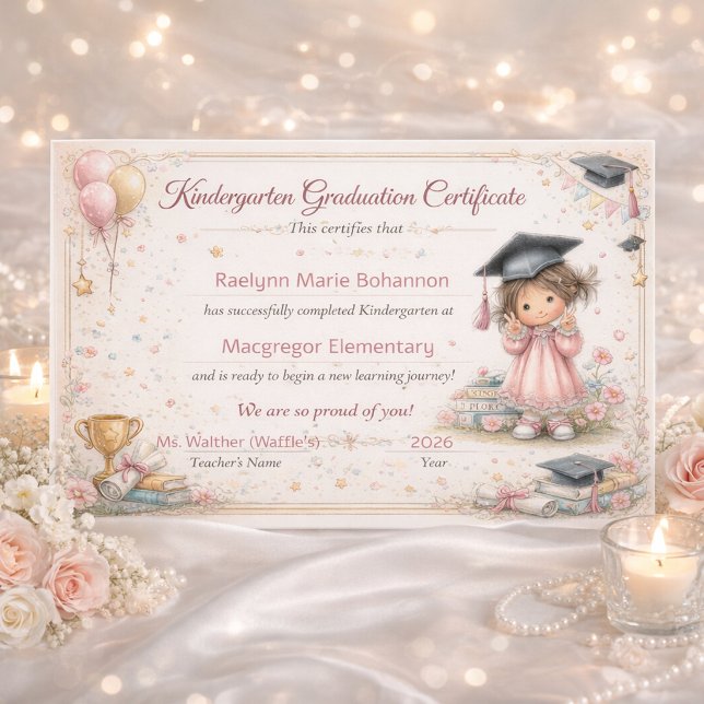 Colorful Kindergarten Graduation Certificate  Fotodruck (Von Creator hochgeladen)