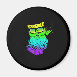 Colorful Kitty Cat   Music Lover Gift Magnet