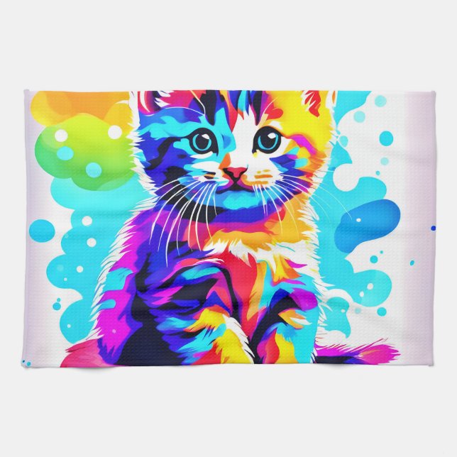 Colorful Kitty Splash Geschirrtuch (Horizontal)