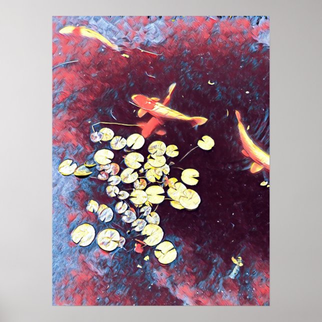 Colorful koi fish Japanese fishpond Poster (Vorne)