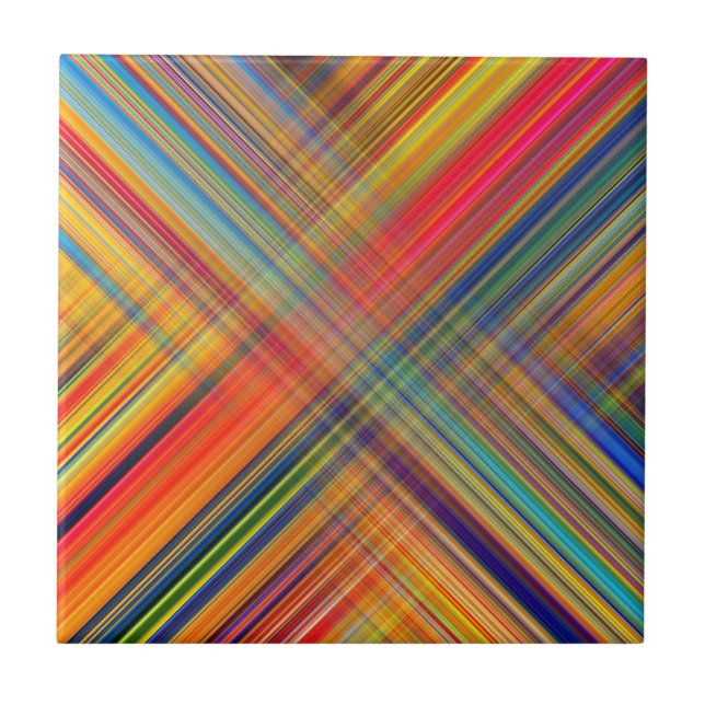 Colorful Kriss Kross Pattern Fliese (Vorderseite)
