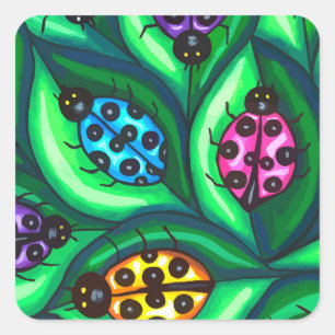 Colorful Ladybugs Insekt natur wildlife Quadratischer Aufkleber
