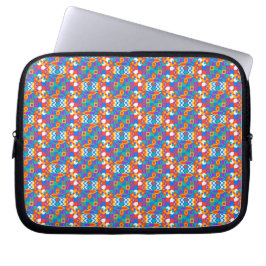 Colorful laptop sleeve with a vibrant geometric