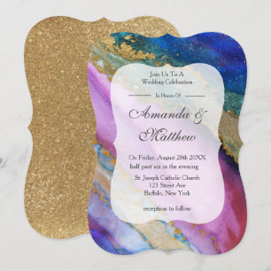 Colorful Lavender Gold Agate Hochzeit Einladungen