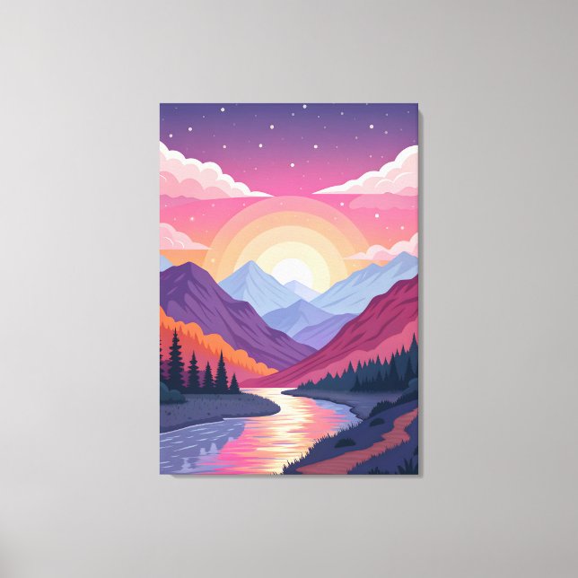Colorful Layered Mountain Sunset Landscape Leinwanddruck (Vorderseite)