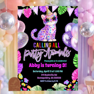 Colorful Leopard Birthday Invitation Einladung