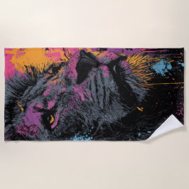 Colorful Lion Graphic Art – Bold Urban Wildlife Strandtuch