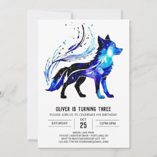 Colorful Little Wolf Digital Boy Geburtstag Einladung