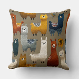 Colorful Llamas And Alpacas Mingle Kissen