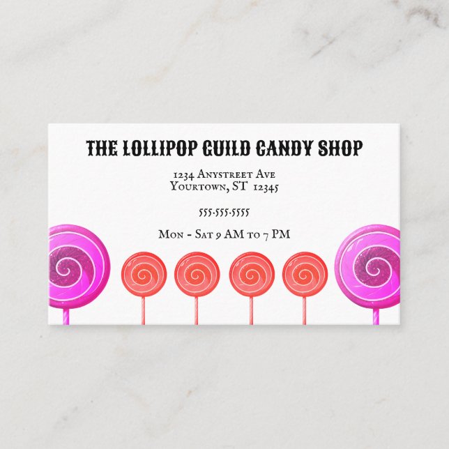 Colorful Lollipops Candy Shop Visitenkarte (Vorderseite)