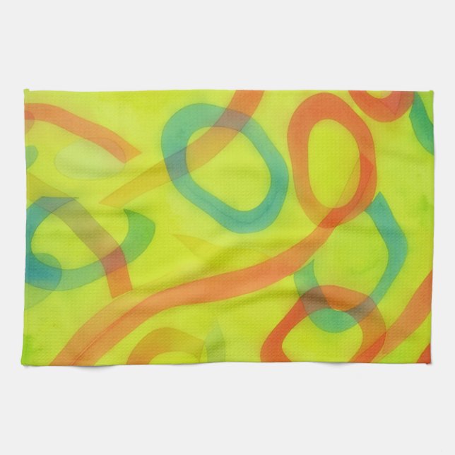 Colorful Loops Abstract Artsy Kitchen Towel Geschirrtuch (Horizontal)