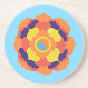 Colorful Lotus Blume Yin & Yang Mandala Getränkeuntersetzer