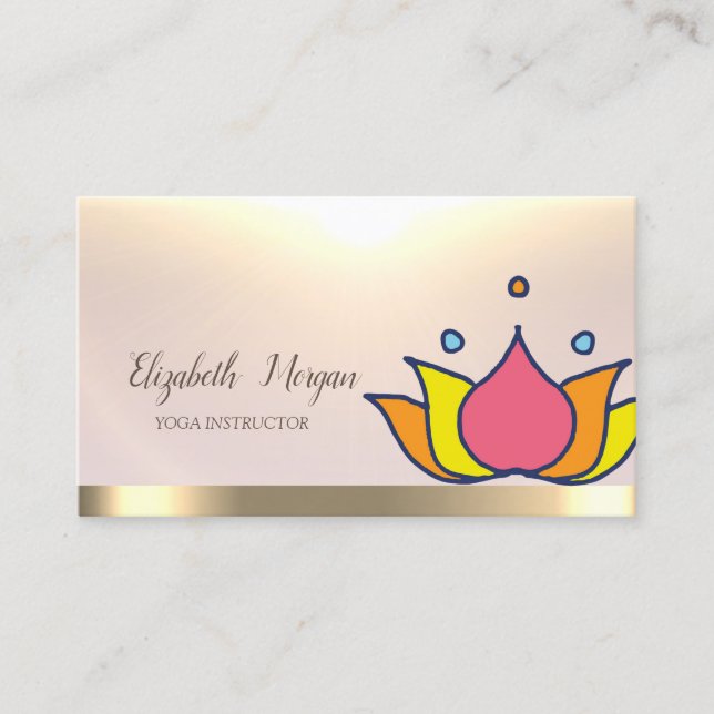 Colorful Lotus Gold Yoga Instructor Visitenkarte (Vorderseite)