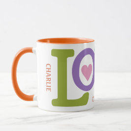 Colorful Love nom personnalisé mug