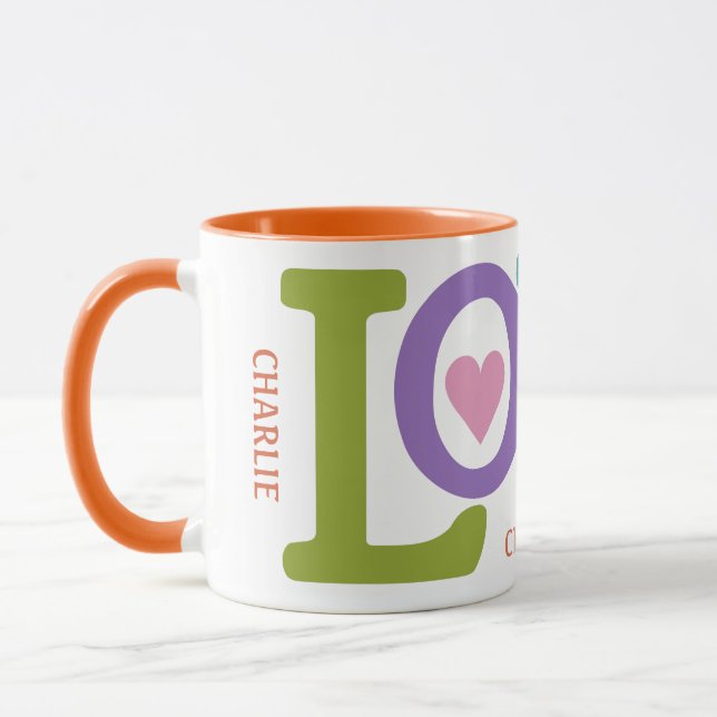 Colorful Love nom personnalisé mug (Gauche)
