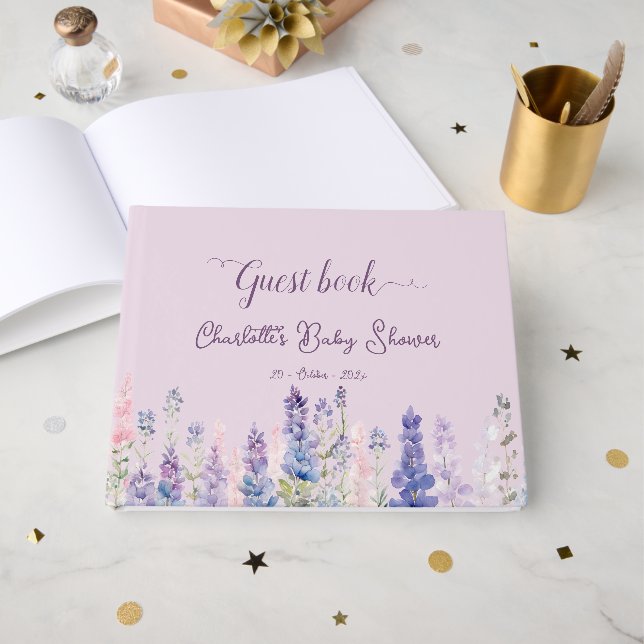 Colorful Lupine Flowers Baby Shower Gästebuch (Vorderseite Offen)