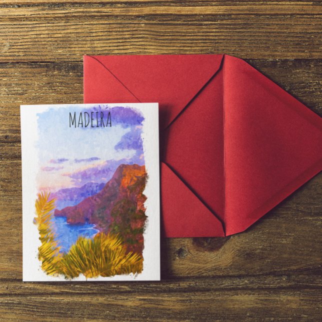 Colorful Madeira Portugal Landschaft Reisen Postkarte (madeira portuguese island ocean view postcard)