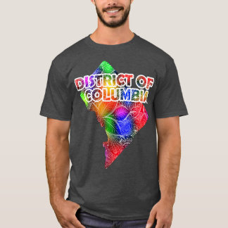 Colorful mandala art map of District of Columbia w T-Shirt