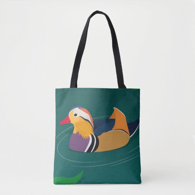 Colorful Mandarin Duck Modern Digital Art Tasche (Vorderseite)