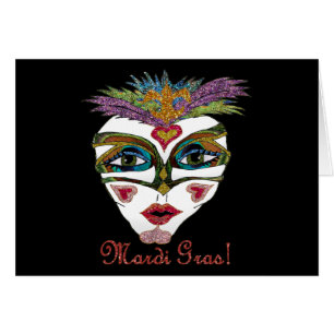 Colorful Mardi Gras Glitter Feather Mask