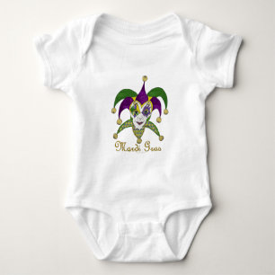Colorful Mardi Gras Jesters Mask Baby Strampler