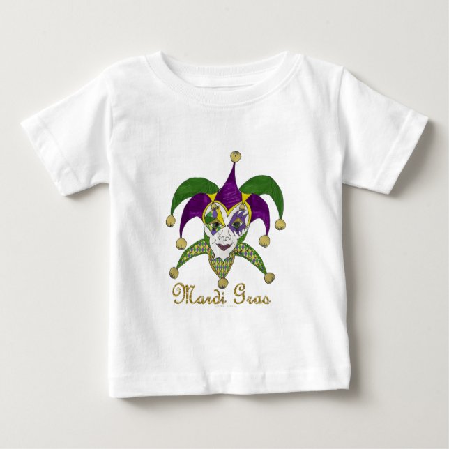Colorful Mardi Gras Jesters Mask Baby T-shirt (Vorderseite)