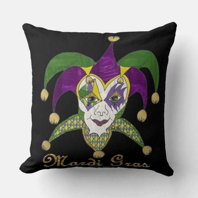 Colorful Mardi Gras Jesters Mask Kissen (Vorderseite)