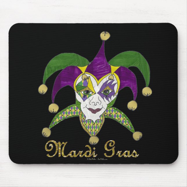 Colorful Mardi Gras Jesters Mask Mousepad (Vorne)