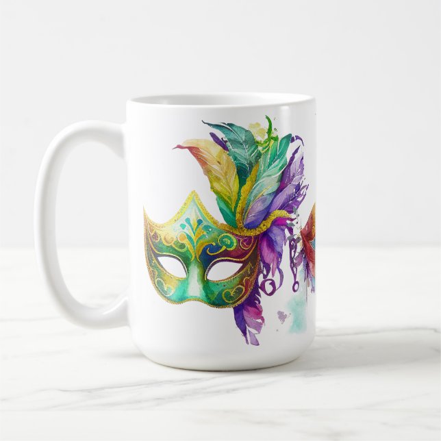 COLORFUL MARDI GRAS MASKS KAFFEETASSE (Links)