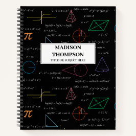 Colorful Mathematics Equations Math Formulas  Notizbuch