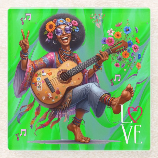 Colorful-Me Hippie Chic LIEBE Untersetzer (Vorderseite)