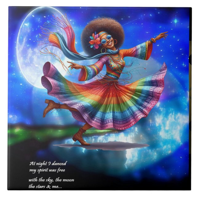 Colorful-Me Hippie Chic Tanz Keramik Tile Fliese (Vorderseite)