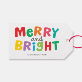 Colorful Merry and Bright Gift Tag Geschenkanhänger