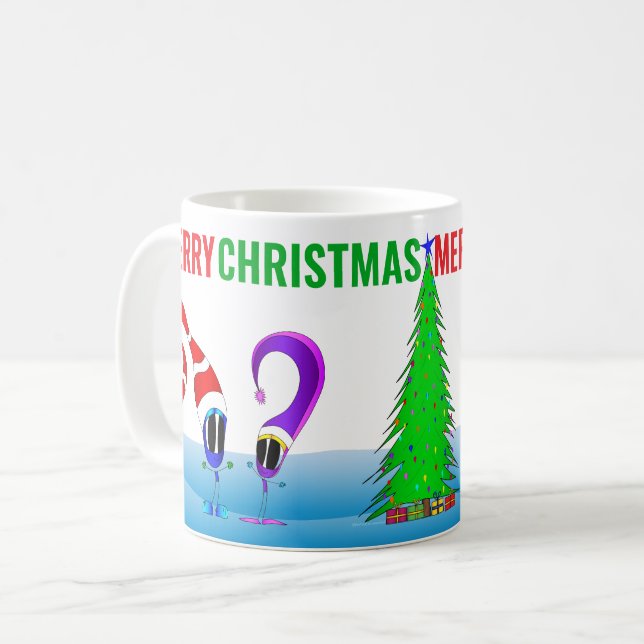 Colorful Merry Christmas Cartoon Kaffeetasse (Vorderseite Links)